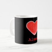 Coeur sucré Noir 'Nom' mug (Devant gauche)