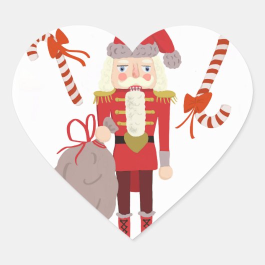 Cœur Sucres de canne Nutcracker Sticker Coeur de Noël (Devant)
