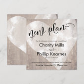 Coeur sur bois Mariage reporté Nouvelle carte de p (Devant / Derrière)