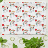 Coeur sur feu Snowman Serviette de cuisine (Plié)