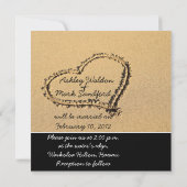 Coeur sur le faire-part de mariage de plage (Dos)