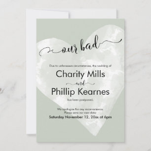Coeur sur Sage Green Notre mauvaise carte Mariage 