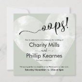 Coeur sur Sage Green Oops! Carte Mariage reportée (Devant)