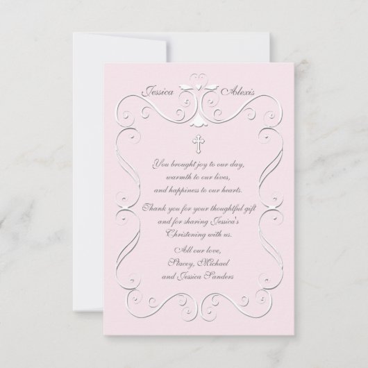 Coeur tendre rose Merci religieux vertical (Devant)