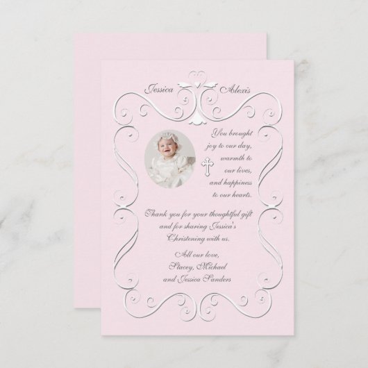 Cœur Tendre Rose Photo Religieuse Merci (Devant / Derrière)