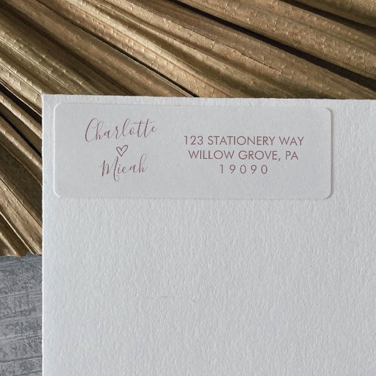 Coeur tiré à la main | Étiquette de Mariage rose