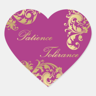 Cœur Tolérance de patience - Sticker floral Fuschia & O