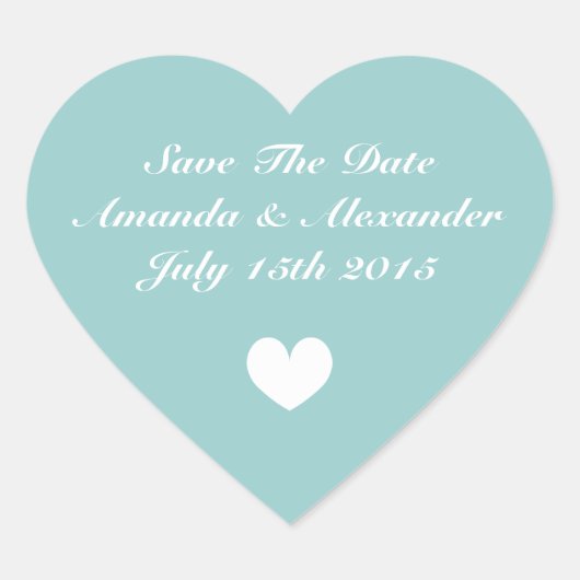 Coeur turquoise élégant Enregistrer les stickers d (Devant)