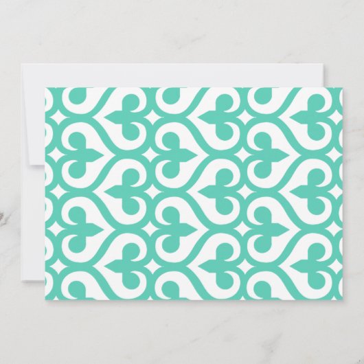 Coeur Turquoise moderne Fleur de Lis Faire-part de (Dos)
