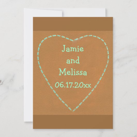 Coeur Turquoise sur Terra Cotta Invitations de mar (Devant)