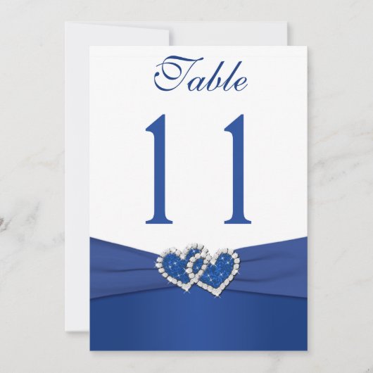 Cœur Uni Royal Bleu et Blanc Numéro de Table (Devant)