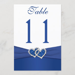 Cœur Uni Royal Bleu et Blanc Numéro de Table