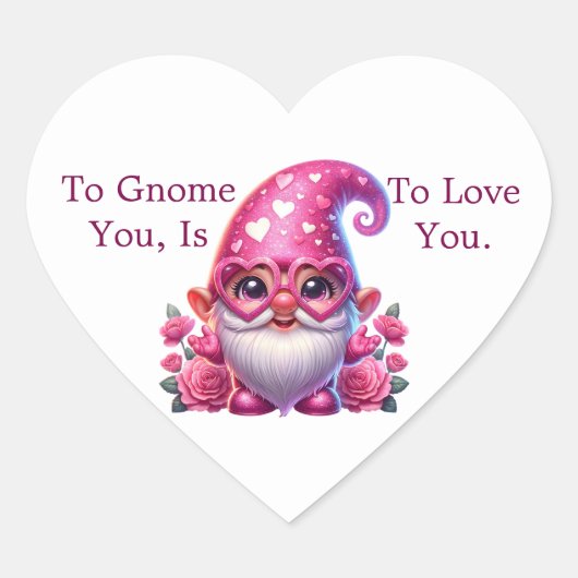 Cœur Valentine Gnome Heart Sticker (Devant)