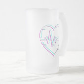 Coeur Vérifier Gelé Verre Mug (Devant droit)