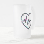 Coeur Vérifier Gelé Verre Mug (Devant droit)