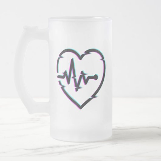 Coeur Vérifier Gelé Verre Mug (Gauche)