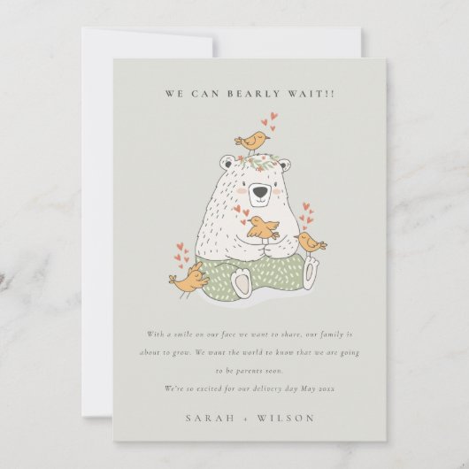 Coeur vert mignon Attendre bébé Faire-part (Devant)