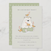 Coeur vert mignon Attendre bébé Faire-part (Devant / Derrière)