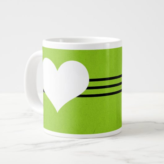 Coeur vert moderne Jumbo Mug (Devant gauche)