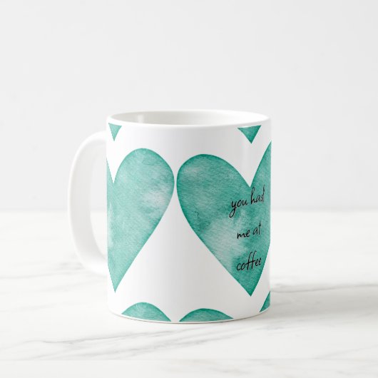 Coeur Vert Tu M'As Eu Au Café Mug (Devant gauche)