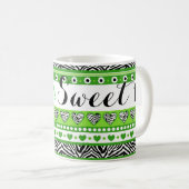 Coeur vert zèbre doux 16 Mug (Devant droit)