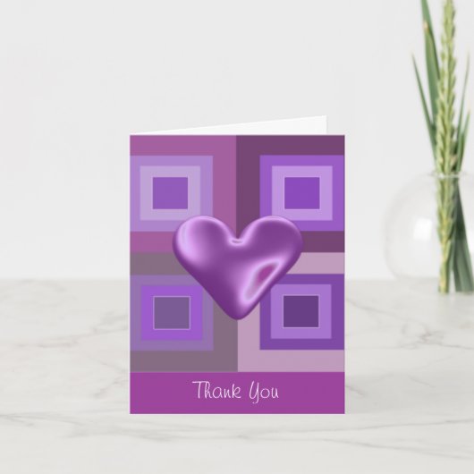 Cœur Violet Gonflé Merci (Devant)