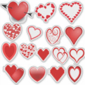 Coeurs 16 autocollants de coeur coupés sur mesure  (Devant)