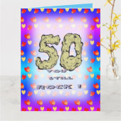 Coeurs 50e anniversaire buste. Carte de vœux (Fleur jaune)