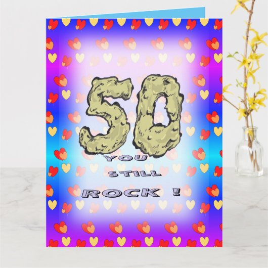 Coeurs 50e anniversaire buste. Carte de vœux (Fleur jaune)