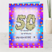 Coeurs 50e anniversaire buste. Carte de vœux (Devant)