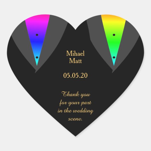 Coeurs Aglow avec Fierté Gay Mariage Sticker Coeur (Devant)