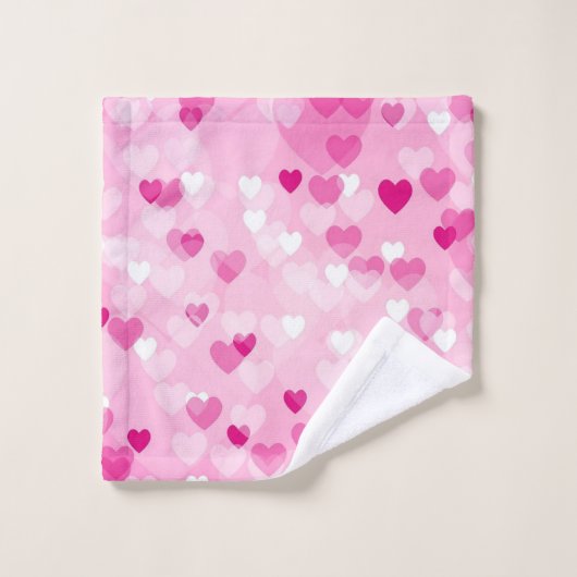 Coeurs Allover, rose (Gant de toilette)
