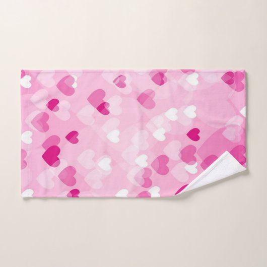 Coeurs Allover, rose (Serviette à main)