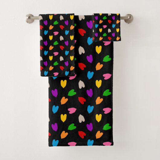 Cœurs Amour Colorés Motif Design Noir (En situation)