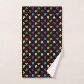 Cœurs Amour Colorés Motif Design Noir (Serviette à main)