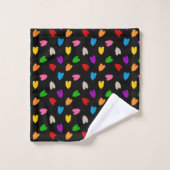 Cœurs Amour Colorés Motif Design Noir (Gant de toilette)