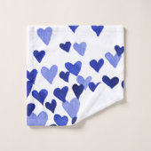 Coeurs aquarelle éclatés en bleu (Gant de toilette)