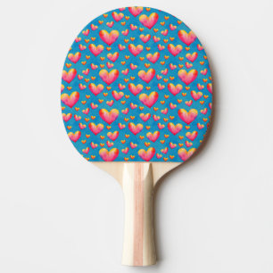 Cœurs Aquarelle Multicolores Raquette de Ping Pong