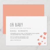 Coeurs aquarelle | Oh Baby Girl Shower Invitation (Devant / Derrière)