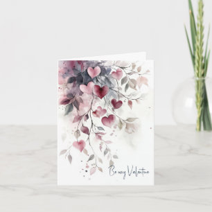 Cœurs aquarelles élégants Carte de vœux de la Sain