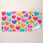 Coeurs arc-en-ciel colorés Valentines (Serviette de bain)