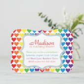 Coeurs arc-en-ciel Invitation d'anniversaire (Debout devant)