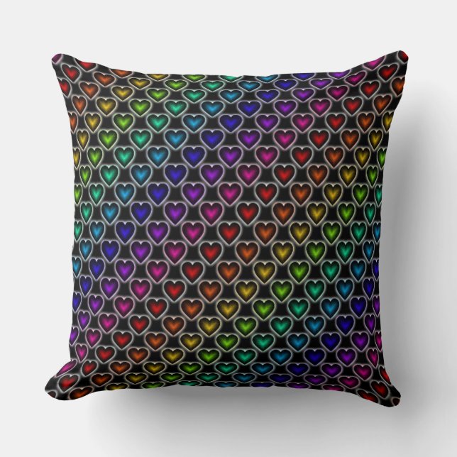 Coeurs Arc-en-ciel Motif Jeu oreiller (Recto)