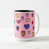 Coeurs arc-en-ciel Mug (Devant droit)