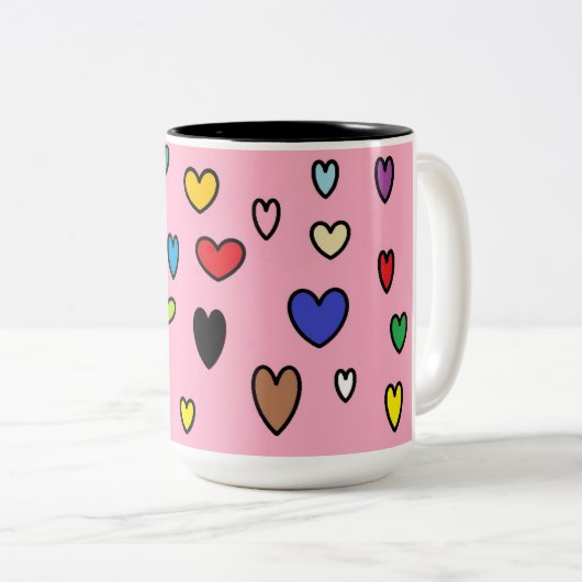 Coeurs arc-en-ciel Mug (Devant droit)