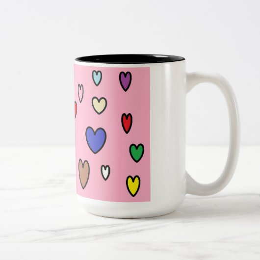 Coeurs arc-en-ciel Mug (Droit)