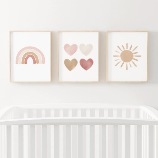 Coeurs arc-en-ciel neutres rose Sun Girl Nursery