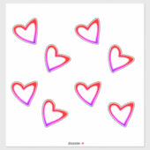 Coeurs arc-en-ciel Nom flottant Script autocollant (Feuille)