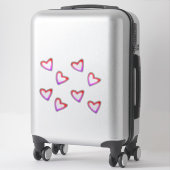 Coeurs arc-en-ciel Nom flottant Script autocollant (Sur valise)