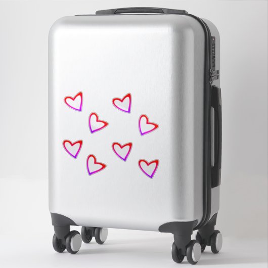 Coeurs arc-en-ciel Nom flottant Script autocollant (Sur valise)